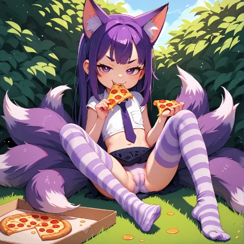 Dexxy eating some cheesy pizza (lewd)